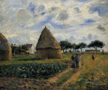  am - Bauern und Heustapeln 1878 Camille Pissarro Szenerie